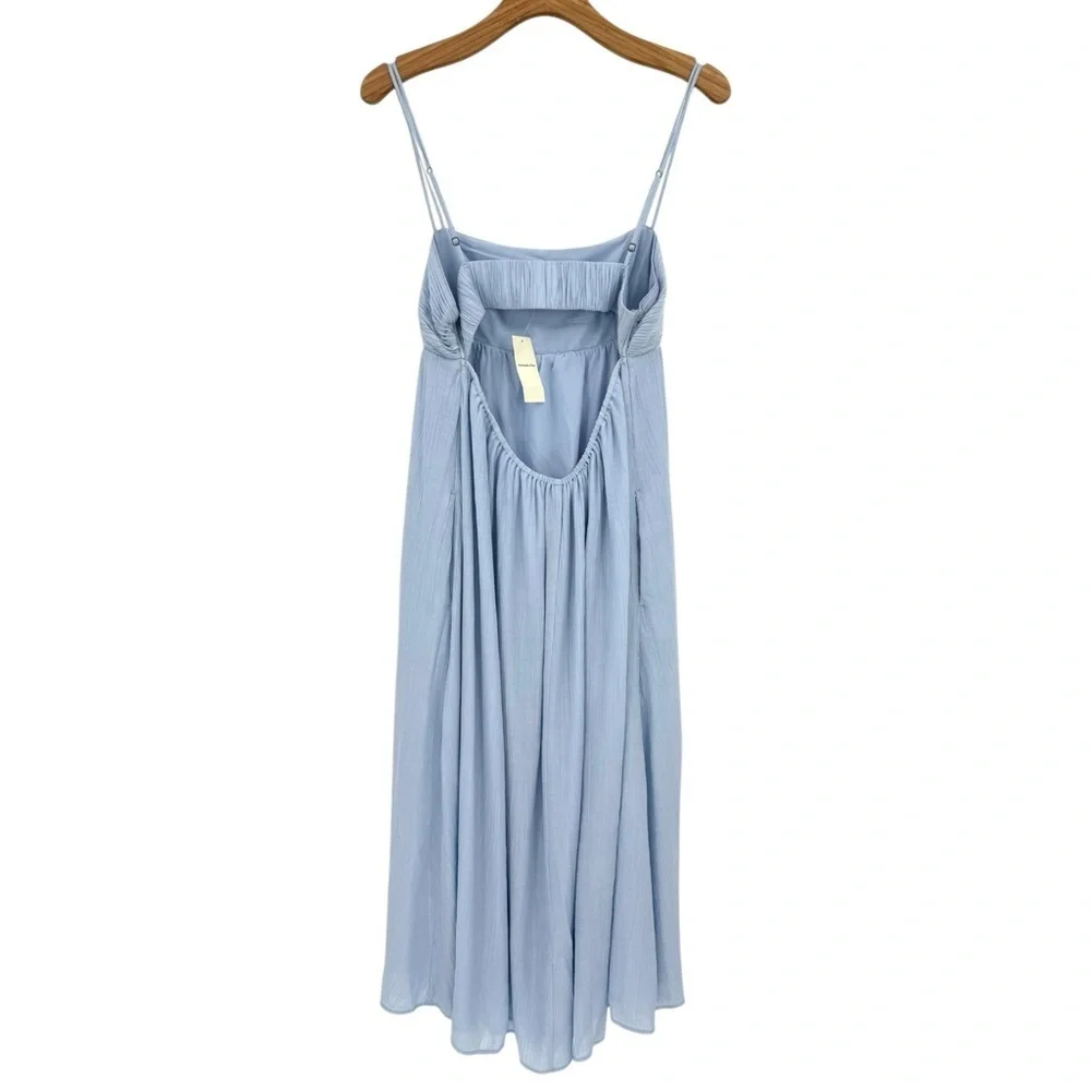 Abercrombie & Fitch Crinkle Textured Maxi Dress in Blue Large Petite NWT *flaw